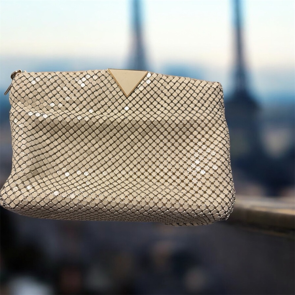 Elka crossbody ivory chain mail metal purse